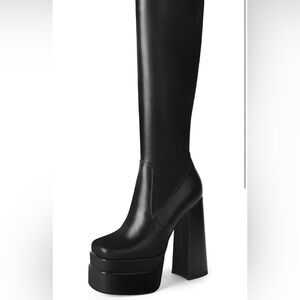 Chic Black Platform Knee-High Boots